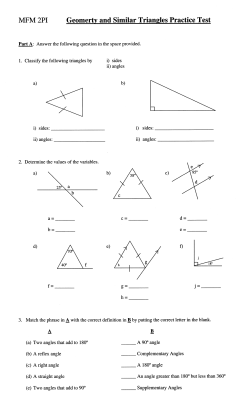 Geometry and Similar Triangles Practice Test