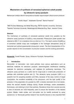 Mechanism of synthesis of nanosized spherical - RWTH