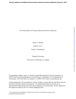 The Neural Bases of Feeling Understood and Not Understood Sylvia