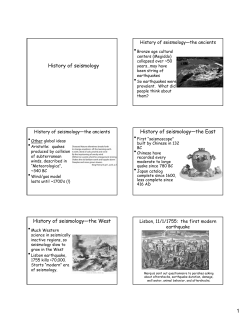 History of seismology History of seismology—the East History of