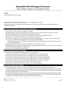 Adjustable Rate Mortgage Disclosure