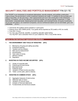 SECURITY ANALYSIS AND PORTFOLIO MANAGEMENT
