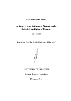 A Research on Settlement Names in the Historic Comitatus of