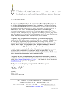 To Whom It May Concern: My name is Gideon Taylor and I am the