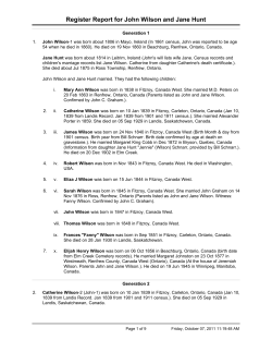 John Wilson and Jane Hunt Register Report