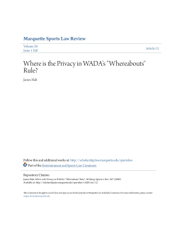 Where is the Privacy in WADA`s "Whereabouts" Rule?