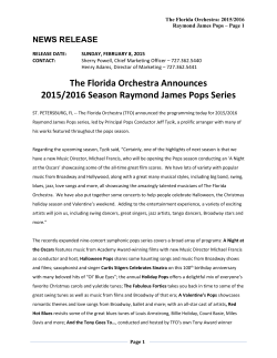 PRESS RELEASE - The Florida Orchestra