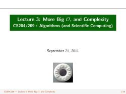 Lecture 3: More Big O, and Complexity