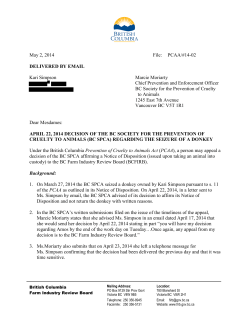 Simpson v BCSPCA - Province of British Columbia