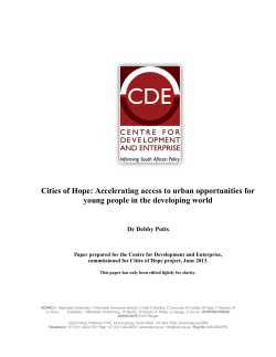 Dr Debby Potts: Cities of Hope - The Centre for Development and