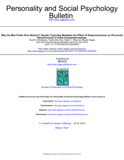 Bulletin Personality and Social Psychology