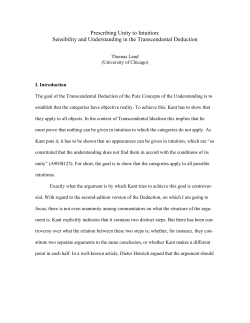 Prescribing Unity to Intuition: Sensibility and