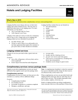 Fact Sheet 141, Hotels and Lodging Facilities