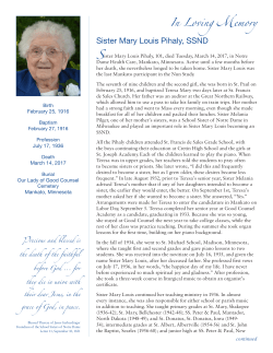 Sister Mary Louis Pihaly - School Sisters of Notre Dame Central