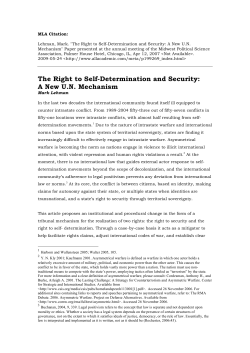 The Right to Self-Determination and Security: A New UN