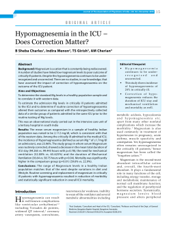 Hypomagnesemia in the ICU – Does Correction Matter?