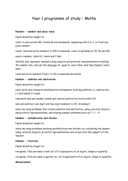 Maths Objectives for KS 1 - Pillowell Primary School