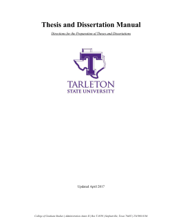 Thesis and Dissertation Manual
