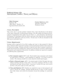 Political Science 578 International Conflict: Theory and History