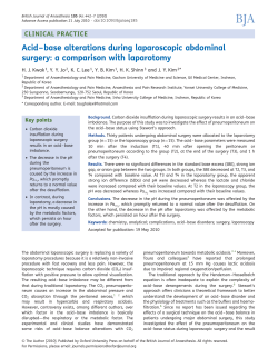 Acid&ndash;base alterations during laparoscopic abdominal surgery: a