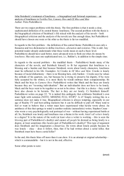 John Steinbeck`s treatment of loneliness &ndash; a biographical and