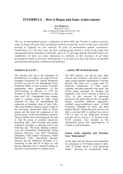 INTERBULL &ndash; How it Began and Some Achievements