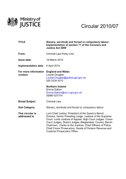 Coroners and Justice Act 2009 - slavery, servitude and forced or