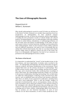 The Uses of Ethnographic Records - Council for the Preservation of