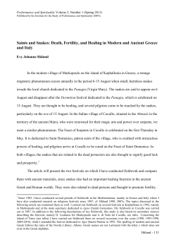 Saints and Snakes: Death, Fertility, and Healing in Modern and