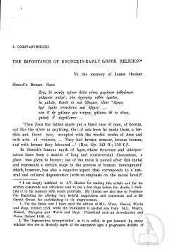 THE IMPORTANCE OF BRONZE IN EARLY GREEK RELIGION* To