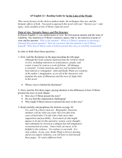 AP English 12 Reading Guide for In the Lake of the Woods