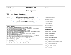 This Unit: World War One