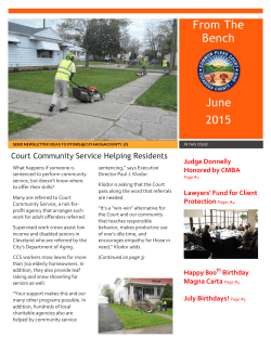 From The Bench June 2015 - Cuyahoga County Common Pleas Court