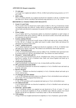 151 APPENDIX III: Reagent composition 1. 1% Soft agar 1 g of agar