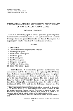 TOPOLOGICAL GAMES: ON THE 50TH