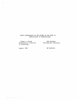 MACRO DETERMINANTS OF THE FUTURE OF
