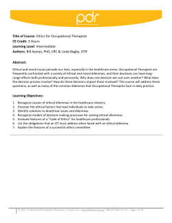 Ethics For Occupational Therapists
