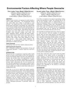 Environmental Factors Affecting Where People Geocache