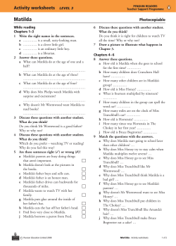 Activity Worksheet - Penguin Readers Level 3: Matilda