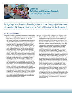 Language and Literacy Development in Dual - CECER-DLL