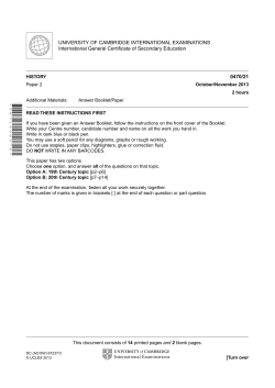 November 2013 (v1) QP - Paper 2 CIE History IGCSE