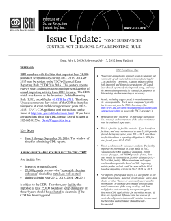 Issue Update - Institute of Scrap Recycling Industries Inc