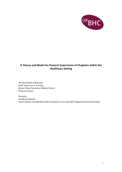 A Theory and Model for Pastoral Supervision of Chaplains within the