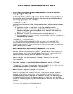 Frequently Asked Questions Regarding ELL Programs