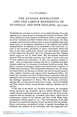 The Russian Revolution and the Labour Movements of Australia and