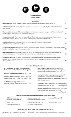 thursday, may 11th dinner service small plates skillet corn pone