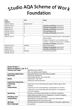 Term Unit Notes YEAR 10 Autumn Term 1 Edexcel Unit 5 Autumn