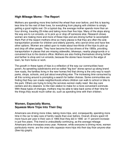 High Mileage Moms - Surface Transportation Policy Partnership