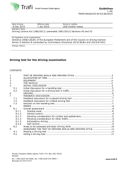 Driving test for the driving examination