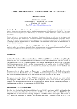 anzsic 2006: redefining industry for the 21st